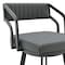 Armen Living Scranton 26" Swivel Modern Black Metal and Slate Gray Faux Leather Barstool 721535752263 - alternate 3